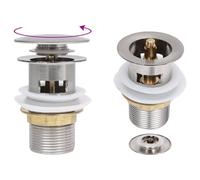 vidaXL Push Drain with Overflow Function Silver Wash Basin Tap Pop-up Valve
