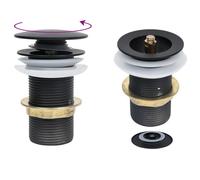 vidaXL Push Drain without Overflow Function Black Wash Basin Tap Pop-up Valve