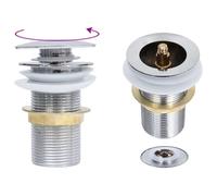 vidaXL Push Drain without Overflow Function Chrome Wash Basin Tap Pop-up Valve