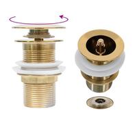 vidaXL Push Drain without Overflow Function Gold Wash Basin Tap Pop-up Valve