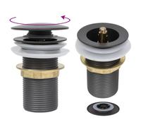 vidaXL Push Drain without Overflow Function Wash Basin Tap Drain Plug Pipe Sink Drain Pop-up Valve Assembly Replacement Bathroom Grey