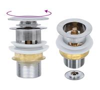 vidaXL Push Drain without Overflow Function Silver Wash Basin Tap Pop-up Valve