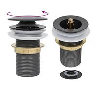 vidaXL Push Drain without Overflow Function Wash Basin Tap Drain Plug Pipe Sink Drain Pop-up Valve Assembly Replacement Bathroom Grey