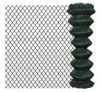 vidaXL Green Chain-Link Fence - Steel, PVC Coated, Proof, Weather- Fence, Size 1.25x25m - for Boundary and Animal Fencing