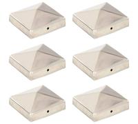 vidaXL Pyramid Fence Post Caps 6 pcs Stainless Steel 81x81 mm