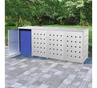 Vidaxl Quadruple Wheelie Bin Shed 240 L Stainless Steel