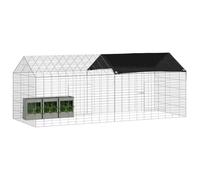 vidaXL Rabbit Cage Silver 400 x 78 x 78 cm Galvanised Steel Garden and Patio Rectangular Modern Design Efficient Use of Space Stylish Aesthetics Outdoor Living Area Nature