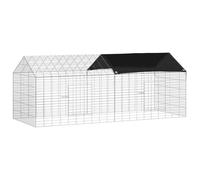vidaXL Rabbit Cage Silver 400 x 78 x 78 cm Galvanised Steel Garden and Patio Rectangular Modern Design Efficient Use of Space Stylish Aesthetics Outdoor Living Area Nature