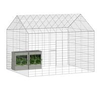 vidaXL Rabbit Cage Silver 400 x 78 x 78 cm Galvanised Steel Garden and Patio Rectangular Modern Design Efficient Use of Space Stylish Aesthetics Outdoor Living Area Nature