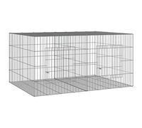 "vidaXL Rabbit Cage - Spacious 2-Panel Design made from Durable Galvanised Iron - Silver Color, Easy-to-Assemble"
