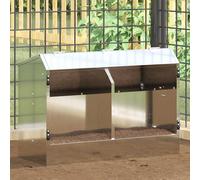 vidaXL Rabbit Feeder Silver 64.5 x 25.5 x 45.5 cm Galvanised Steel
