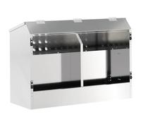 vidaXL Rabbit Feeder, Silver, 64.5 x 25.5 x 45.5 cm, Galvanised Steel, Garden and Patio, Modern Design, Durable Materials, for Outdoors, Beige Element in Modern Style