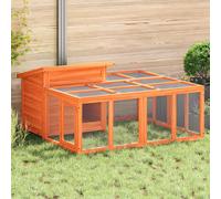 vidaXL Rabbit Hutch Brown 144x123x67.5 cm Solid Wood Pine, Brown