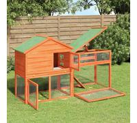 vidaXL Rabbit Hutch Brown 185.5x60.5x109.5 cm Solid Wood Pine UK HOT