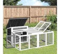 (grey) vidaXL Rabbit Hutch Rabbit Run Bunny House Wooden Animal House Solid Wood Pine