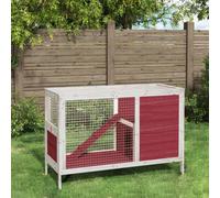 vidaXL Solid Pine Wood Rabbit Hutch with Spacious Activity Centre, Wire Mesh Wall & Water- Roof, Mocha/White/Green, 103x44x69.5 cm
