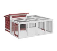 vidaXL Rabbit Hutch, Rabbit Run for Bunny Guinea Pig Duck Cat, Bunny House Home for Patio Garden, Animal House, Mocha Solid Wood Pine