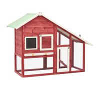 vidaXL Rabbit Hutch Red and White 140x63x120 cm Solid Firwood UK