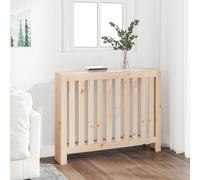 vidaXL Solid Pine Wood Radiator Cover with Shelf, Modern Slat Design, Brown - Dimensions: 108.5x19x84 cm