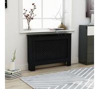 vidaXL Radiator Cover, Contemporary Black Radiator Cabinet, MDF with Lacquer Finish, Additional Display Shelf Space, Easy Assembly, 112x19x81 cm