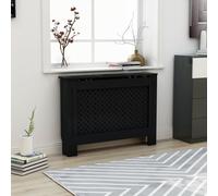 vidaXL Radiator Cover, Contemporary Black Radiator Cabinet, MDF with Lacquer Finish, Additional Display Shelf Space, Easy Assembly, 112x19x81 cm