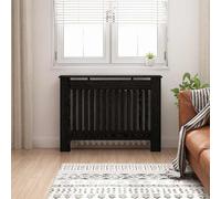 vidaXL Radiator Cover Black Oak 112 x 19 x 81.5 cm Engineered Wood