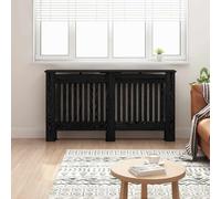 vidaXL Radiator Cover Black Oak 152 x 19 x 81.5 cm Engineered Wood, Modern Rectangular Radiator Cover, Decorative Heat Shield, Engineered Wood Decor, Child Safety Design for Home Heating