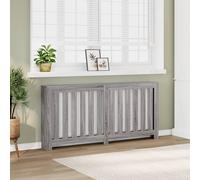vidaXL Radiator Cover Heater Shelf - Grey Sonoma Engineered Wood - Modern Slatted Design for Living Room - 175x20x82 cm