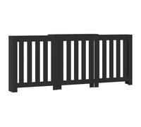 vidaXL Radiator Cover Heater Slats Shelf Black Engineered Wood - Decorative and Practical Radiator Cover Cabinet - Modern Slatted Design - 156/205 x 21.5 x 83.5 cm
