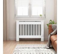 vidaXL Radiator Cover High Gloss White 112 x 19 x 81.5 cm