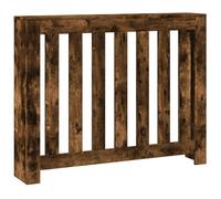 ** vidaXL Radiator Cover Shelf - Smoked Oak Engineered Wood, 104x20x82cm - Modern Slatted Design, Easy Maintain, Combined Shelf Space for Living Room