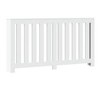 vidaXL Radiator Cover with Heater Slats and Shelf, White Engineered Wood, 149x20x82 cm, Modern Living Room Decor