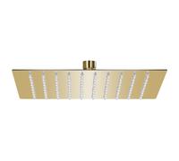vidaXL Gold Square Rain Shower Head - Stainless Steel 20x20 cm with Silicone Nozzles, Swivel Joint, Wall/Ceiling Mountable