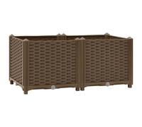 vidaXL Brown Rectangular Planter - Raised bed with Durable Polypropylene for Patios, Gardens, Balconies - 80x40x38 cm