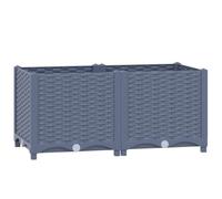 vidaXL Raised Bed in Grey - Rectangular Garden Planter made of Sturdy Polypropylene, Perfect for Vegetables, Herbs and Flowers (80x40x38 cm)