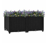 vidaXL Raised Garden Bed - 80x40x38 cm Elegant Black Polypropylene Planter - Rectangular Shape - For Flowers, Plants, Herbs & Vegetables