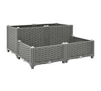 (light grey, 80 x 80 x (23-38) cm) vidaXL Raised Bed Polypropylene Garden Planter Pot Planting Box Flower Pot