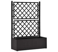 vidaXL Self-Watering Garden Raised Bed with Built-In Trellis - Robust, UV and Frost Resistant, Anthracite Plastic Indoor/Outdoor Planter