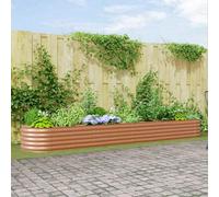 Raised Garden Bed 400 x 80 x 44 cm Galvanised Steel Wood-Look Brown Planter Deep