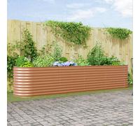 Garden Raised Bed Wood-Effect Brown 400 x 80 x 81 cm Galvanised Steel with Liner