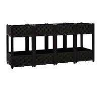 vidaXL Raised Bed Garden Planter - Spacious and Sturdy Polypropylene Construction, With 2 Shelves, Perfect for Outdoor Planting - Black