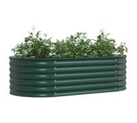 vidaXL Garden Raised Bed Oval - Green 160x80x44 cm - Galvanized Steel Outdoor Planter