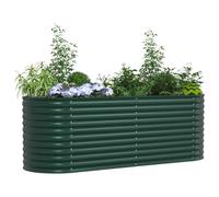 vidaXL Raised Bed Green 240 x 80 x 81 cm Steel, Garden and Terrace, Minimalist Steel Planter, Durable Outdoor Gardening, Contemporary Raised Flower Bed, Plant Container