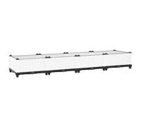 vidaXL Raised Bed in Rattan Design - Polypropylene Planter Box for Flowers, Plants, Herbs, and Vegetables - White - Dimensions: 160 x 40 x 23 cm