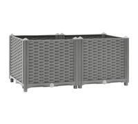 vidaXL Raised Bed Growing Box Container Outdoor Flower Plant Pot Garden Bed Planter for Vegetables Flowers Herbs 80x40x38 cm Polypropylene, Light Grey, 80 x 40 x 38 cm