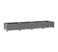 vidaXL Light Grey Raised Bed- Durable Polypropylene Rectangular Flower Pot with Stylish Rattan Pattern Design for Gardens, Patios and Balconies