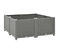 vidaXL Raised Bed in Durable Polypropylene - Ample Space Garden Planter - Stylish Rattan Pattern - Light Grey - Easy Assembly - 80x80x38 cm