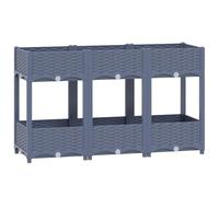 vidaXL Raised Bed in Grey Polypropylene Material with Deep, Wide Design and Two Shelves for Outdoor Use - Ideal for Gardens, Balconies or Patios