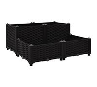vidaXL Raised Bed Lawn Gardening Outdoor Garden Planter Pot Flower Box Pot Planting Bed Basket Vegetable Herb Grow Polypropylene Black