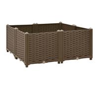 vidaXL Raised Bed Planter, Outdoor Garden Pot, 80x80x38 cm, Polypropylene, DIY friendly, Brown